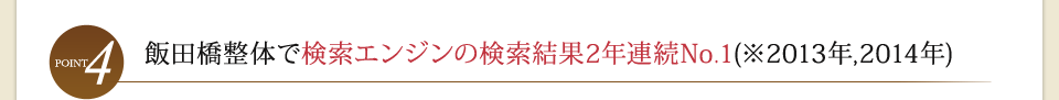point4 飯田橋整体で検索エンジンの検索結果2年連続No.1(※2013年,2014年)